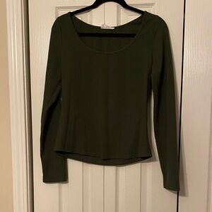 Carly Jean Los Angeles Forest Green Long Sleeve Top